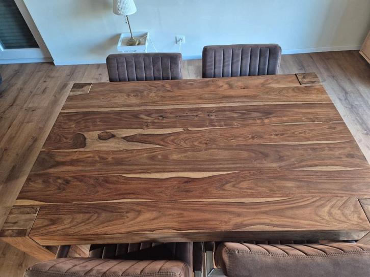 Ensemble table à manger en bois massif, Maison & Meubles, Tables | Tables à manger, Comme neuf, 50 à 100 cm, 150 à 200 cm, Cinq personnes ou plus