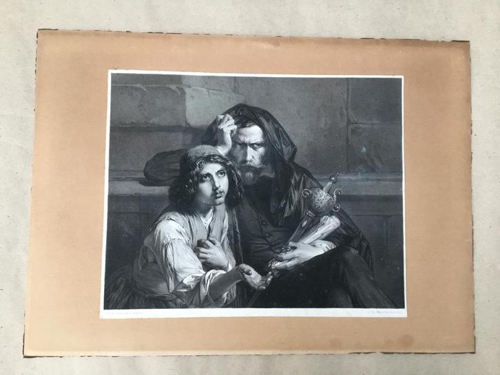 Authentieke druk Gustave Wappers Le Camoens, Antiek en Kunst, Kunst | Etsen en Gravures, Ophalen of Verzenden