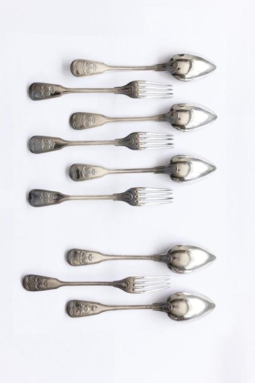 Zilveren Tafel bestek set 1914, Antiek en Kunst, Antiek | Bestek, Ophalen of Verzenden