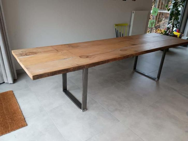 Steigerhouten tafel, Huis en Inrichting, Tafels | Eettafels, Gebruikt, 50 tot 100 cm, 200 cm of meer, Vijf personen of meer, Rechthoekig