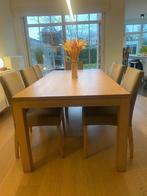 Tafel en eetkamerstoelen, Huis en Inrichting, Tafels | Eettafels, Ophalen, Gebruikt, Rechthoekig, Eikenhout