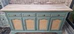 Landelijk groen Dressoir met rotan, Huis en Inrichting, Ophalen, Eikenhout