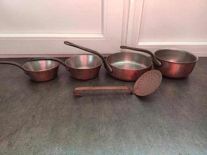 superbe lot casserole, bal., caf., bouil., chaudron cuivre, Antiek en Kunst, Antiek | Brons en Koper, Koper, Ophalen