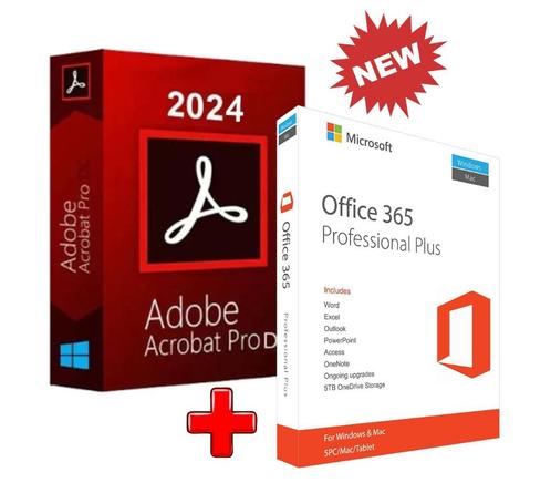 MS Office 365 + Acrobat Pro 2024-pakket, Computers en Software, Office-software, Nieuw, Android, iOS, MacOS, Windows, Access, Excel
