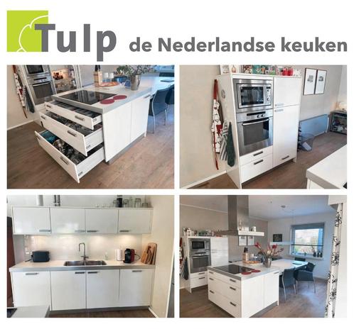 Duurzame Tulp eiland keuken met grote tafel 4 delen - wit, Huis en Inrichting, Keuken | Complete keukens, Gebruikt, Wit, Hout