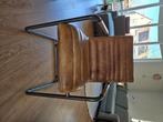 Set 4 Bruine leren stoelen, Ophalen, Gebruikt, Bruin, Metaal