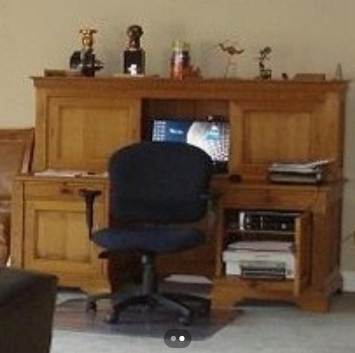 Ambachtelijk vol-eiken bureau te koop, Antiek en Kunst, Curiosa en Brocante, Ophalen