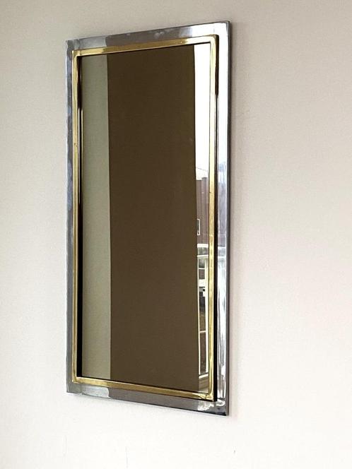 Belgo chrome spiegel rechthoekig messing design, Huis en Inrichting, Woonaccessoires | Spiegels, Rechthoekig, Ophalen of Verzenden