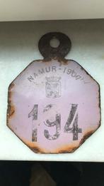 Plaque vélo Namur 1907 immatriculation, Verzamelen, Merken en Reclamevoorwerpen, Zo goed als nieuw