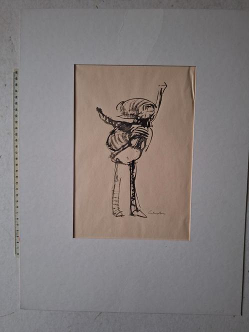 Cobra-achtige tekening grappig persoon onbekende kunstenaar, Antiek en Kunst, Kunst | Tekeningen en Fotografie, Ophalen of Verzenden