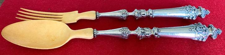 Art Nouveau serviesbestek van zilver en bot, Antiek en Kunst, Antiek | Bestek, Ophalen of Verzenden