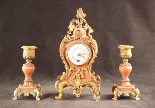 19e eeuws antiek marmer met brons klokstel, Antiquités & Art, Antiquités | Horloges, Enlèvement ou Envoi