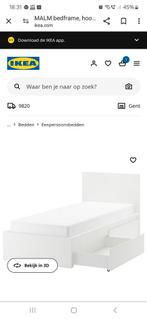 IKEA MALM BED WIT MET LADEN EN LATTENBODEM, Huis en Inrichting, Slaapkamer | Bedden, 90 cm, Gebruikt, Ophalen of Verzenden, Eenpersoons