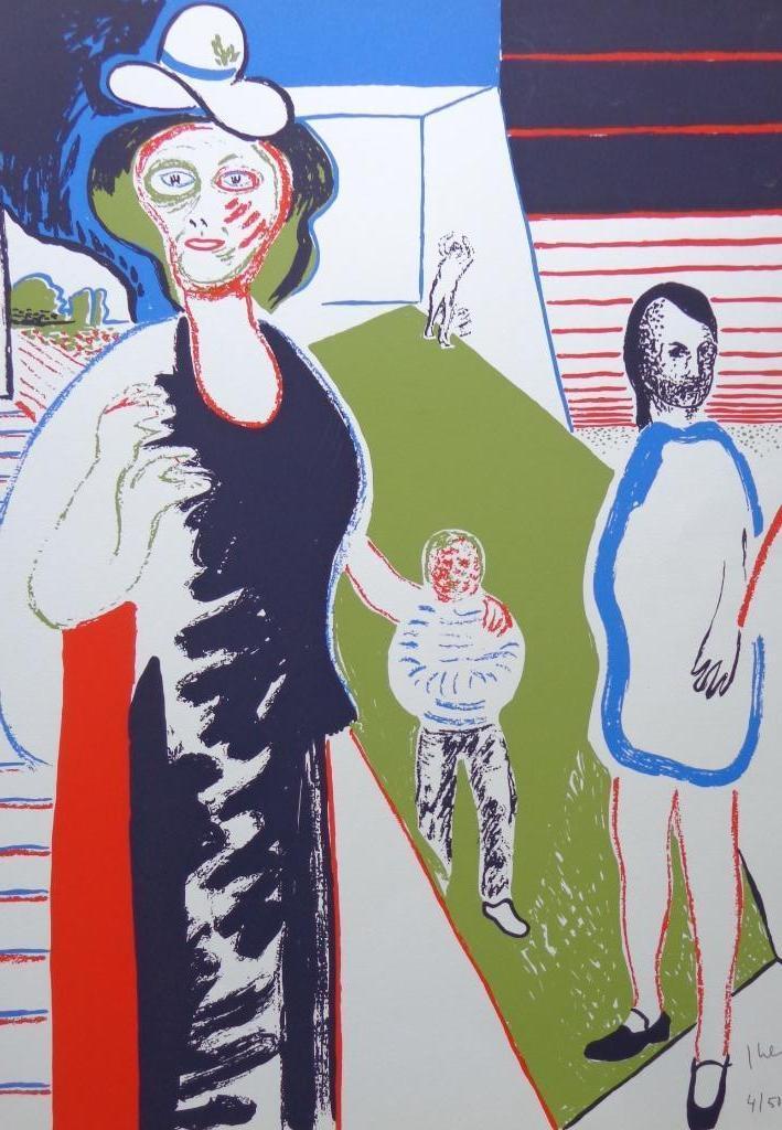 YVAN THEYS / TYPISCHE FIGURATIE / ZEEFDRUK / 69x50cm / SIG, Antiek en Kunst, Kunst | Litho's en Zeefdrukken, Ophalen of Verzenden