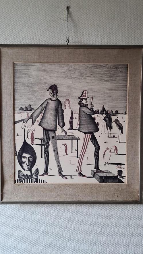 Robert Meyten Belgische surrealist, 1967, pentekening, Antiek en Kunst, Kunst | Schilderijen | Abstract, Ophalen of Verzenden