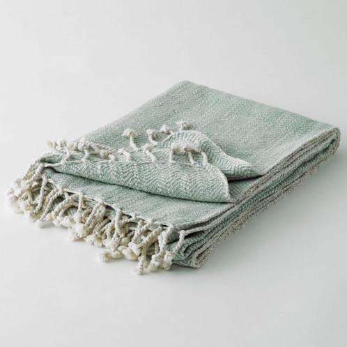 Plaids Cocooning linnen plaid -strand- Le Copacabana Blauw, Huis en Inrichting, Badkamer | Badtextiel en Accessoires, Nieuw, Overige typen