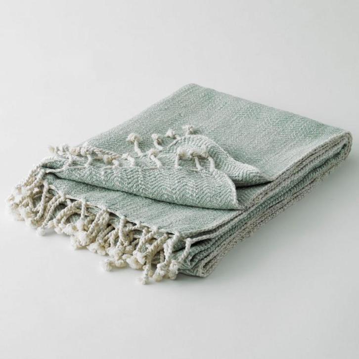 Plaids Cocooning linnen plaid -strand- Le Copacabana Blauw, Huis en Inrichting, Badkamer | Badtextiel en Accessoires, Nieuw, Overige typen