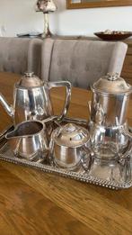 Verzilverde koffie&theeset op plateau, Ophalen of Verzenden