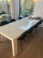 Witte glazen eettafel, Huis en Inrichting, Ophalen, Gebruikt, 100 tot 150 cm, 200 cm of meer