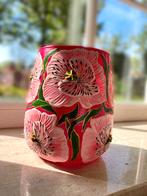 Handbeschilderde Vaas Poppy Pink Small ByJ&S, Overige kleuren, Nieuw, Ophalen of Verzenden, Glas