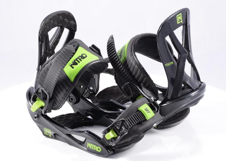 Fixations de snowboard XS NITRO YOUTH, noir/vert, Sports & Fitness, Snowboard, Utilisé, Fixations, Envoi
