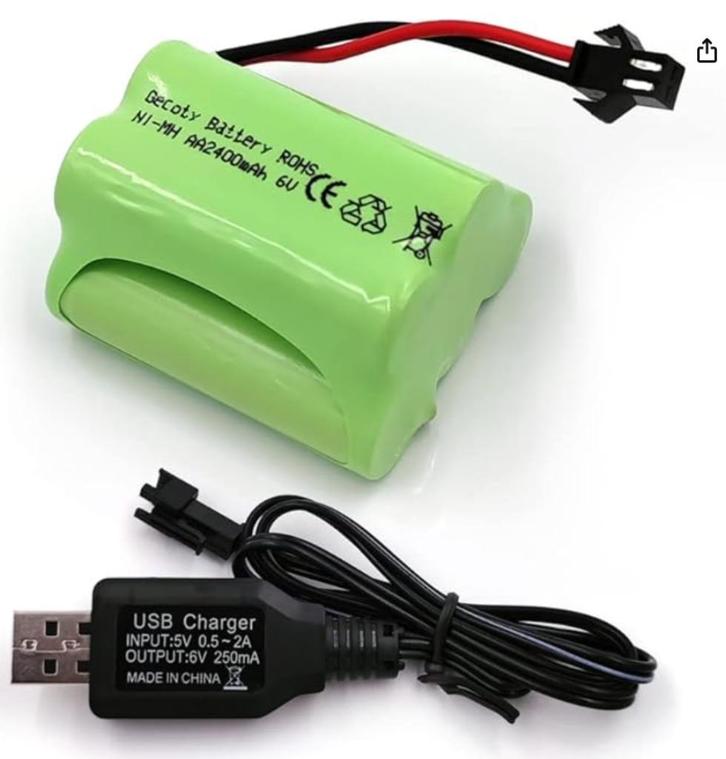Gecoty Oplaadbare batterij AA 6 V 2400 mAh NiMH met USB-opl, Audio, Tv en Foto, Accu's en Batterijen, Nieuw, Oplaadbaar, Ophalen of Verzenden