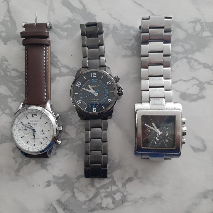 SEIKO chronograph.100m.SEIKO kinetic 100m. ESPRIT., Handtassen en Accessoires, Horloges | Heren, Seiko, Ophalen of Verzenden