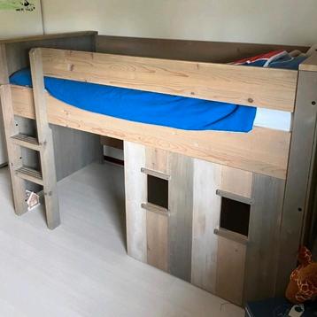 Beau lit demi-superposé en bois de Bopita 90 x 200, Enlèvement, Comme neuf, Lit mi-hauteur mezzanine