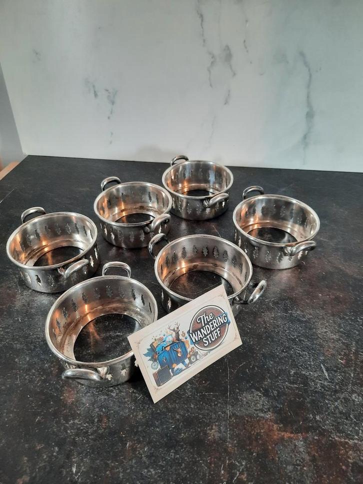 Wiskemann verzilverde schaaltjes 6 stuks, Antiquités & Art, Antiquités | Argent & Or, Enlèvement ou Envoi