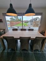 Massieve  eettafel met 8 stoelen – uitschuifbaar tot 320cm, Huis en Inrichting, Tafels | Eettafels, Ophalen, Gebruikt
