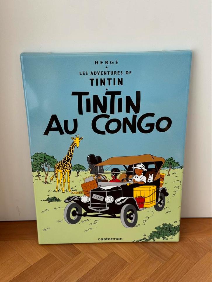 Geëmailleerd bord Kuifje in Congo 30 exemplaren, Verzamelen, Stripfiguren, Zo goed als nieuw, Beeldje of Figuurtje, Kuifje, Ophalen