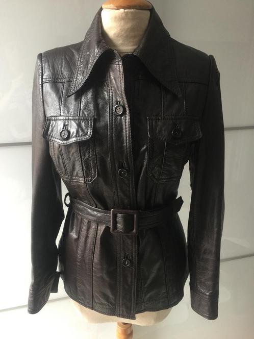 Vintage leren jas ~ uitstekende staat, Kleding | Dames, Jassen | Winter, Zo goed als nieuw, Maat 36 (S), Bruin, Ophalen of Verzenden