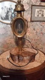 Prachtige koperen lamp op hout., Ophalen of Verzenden