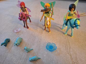 Playmobil 5448 - 5449 - 9137 - Feeën met paarden en diertjes beschikbaar voor biedingen