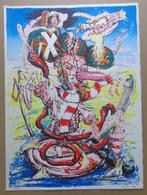 FRED BERVOETS / TROUWE SUPPORTER / KLEURZEEFDRUK / 75x55cm, Antiek en Kunst, Kunst | Litho's en Zeefdrukken, Ophalen of Verzenden