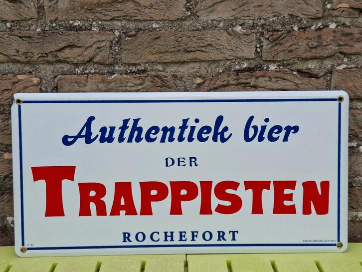 Emaillebord Rochefort Trappisten (Emaillerie Belge), Verzamelen, Biermerken, Zo goed als nieuw, Reclamebord, Plaat of Schild, Overige merken