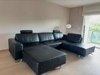Modern Lederen salon met longchair en poef, Ophalen, Gebruikt