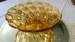 Art Deco glazen schaal glas amber persglas vintage Ø28cm, Ophalen of Verzenden