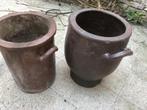 Antieke vetpotten, Tuin en Terras, Bloempotten, Gebruikt, Rond, Tuin, Aardewerk