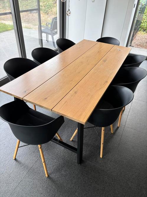 Set - eettafel met 8 stoelen., Huis en Inrichting, Tafels | Eettafels, Gebruikt, 100 tot 150 cm, 200 cm of meer, Vijf personen of meer