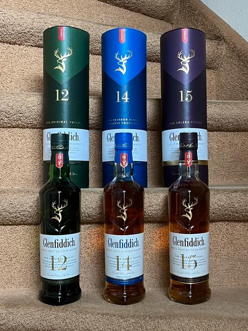 3 flessen whisky Glenfiddich, Verzamelen, Wijnen, Nieuw, Ophalen of Verzenden