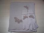 Beige sjaal en handschoenen met vlinders, Porté, Enlèvement ou Envoi, Écharpe