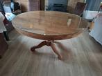 ronde eettafel met extra glasblad, Huis en Inrichting, Ophalen, Zo goed als nieuw, Vijf personen of meer, Cottage stijl