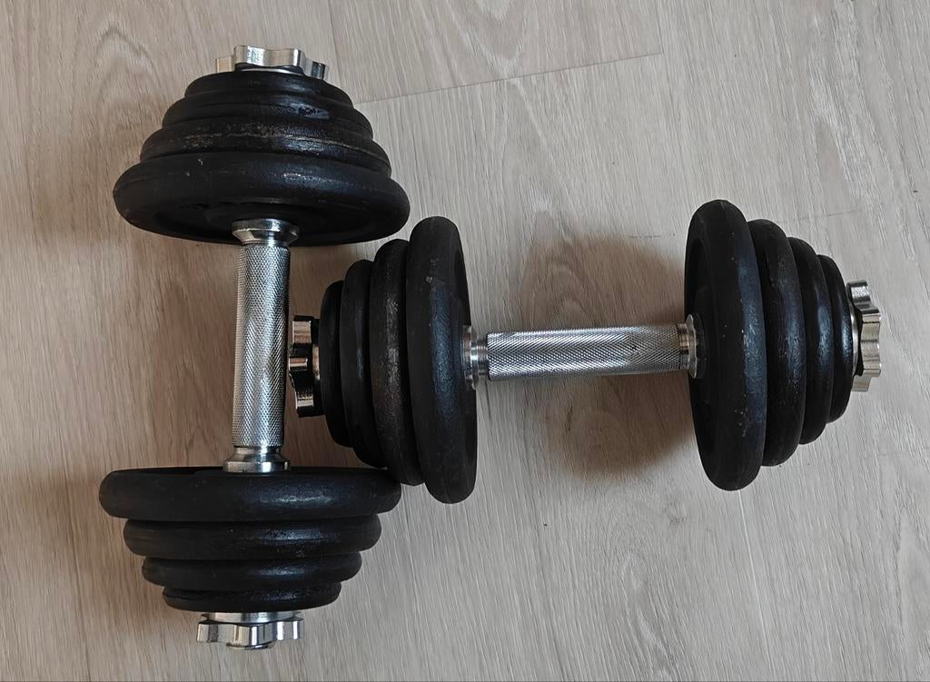 Dumbbell gietijzer halters set 2x15kg, Ophalen, Zo goed als nieuw, Dumbbell