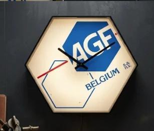 AGF Belgium Insurance clock. / Vintage advertising sign, Antiek en Kunst, Antiek | Verlichting, Ophalen of Verzenden