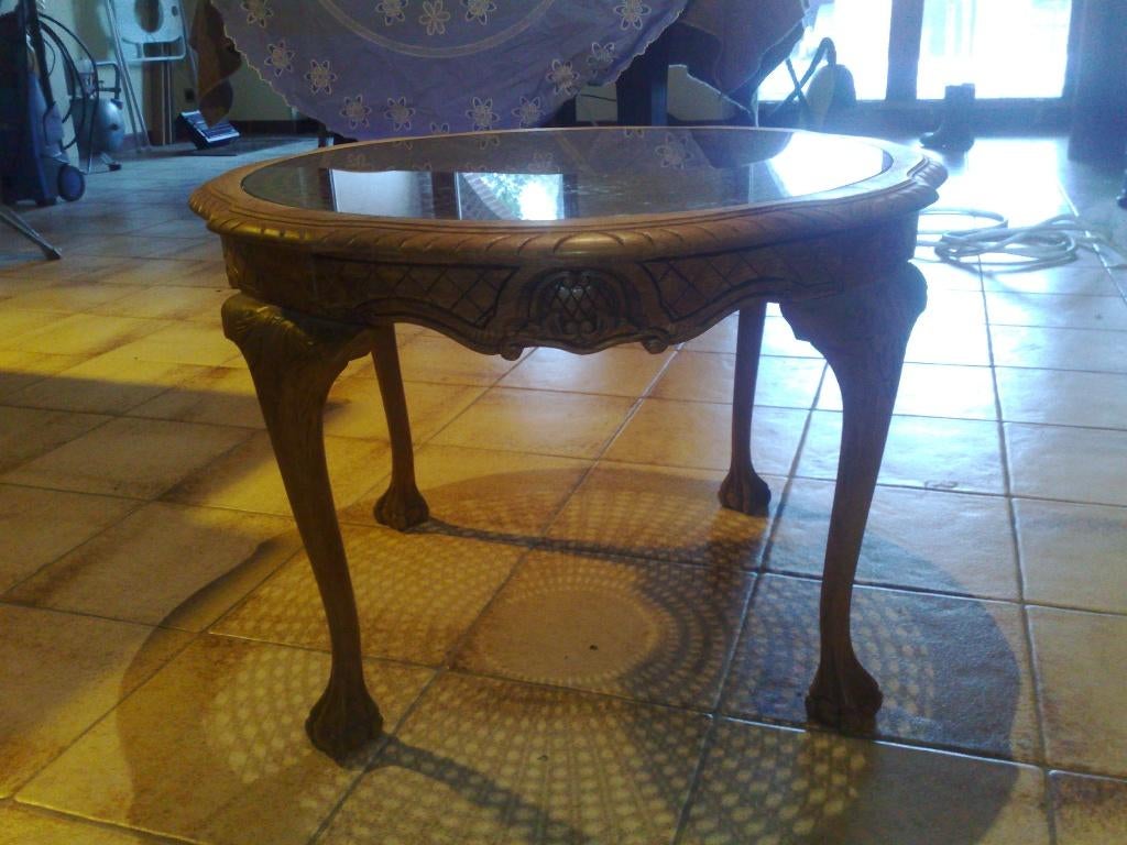 Bijzettafeltje, Rond, 55 tot 75 cm, Zo goed als nieuw, Hout