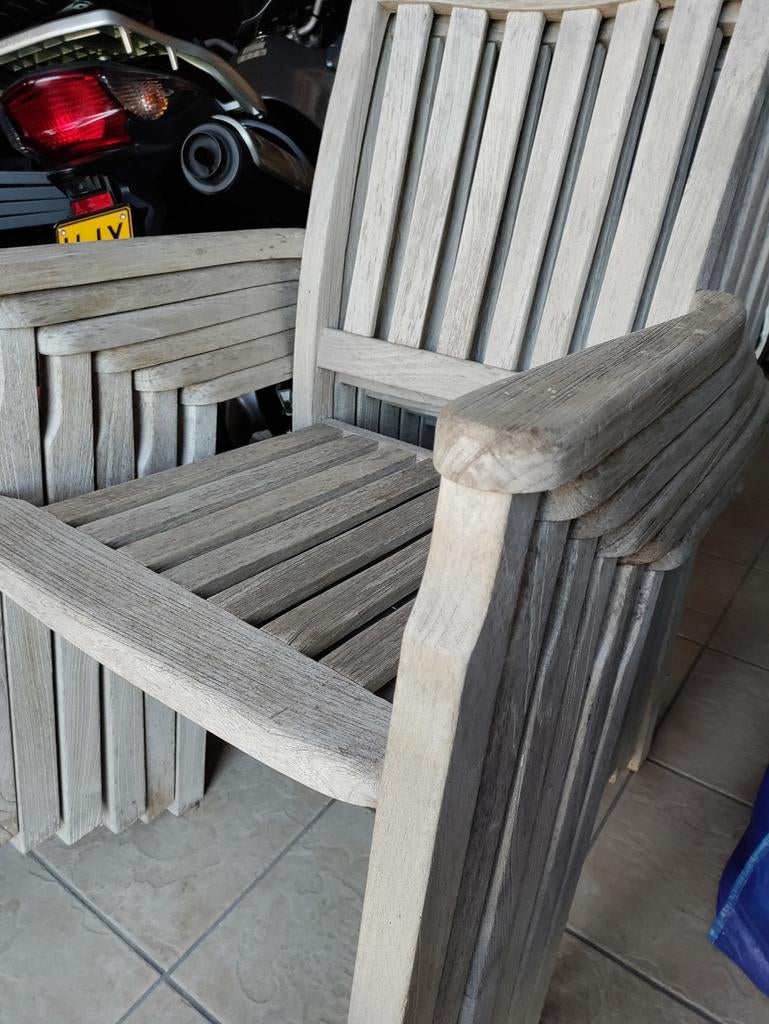 120€ voor 6 stoelen in teak, Tuin en Terras, Ophalen