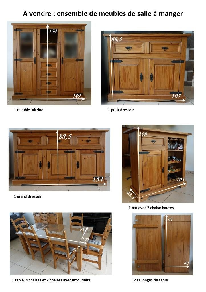 Ensemble pour salle à manger, Enlèvement, Utilisé, Bois, 6 à 8 chaises