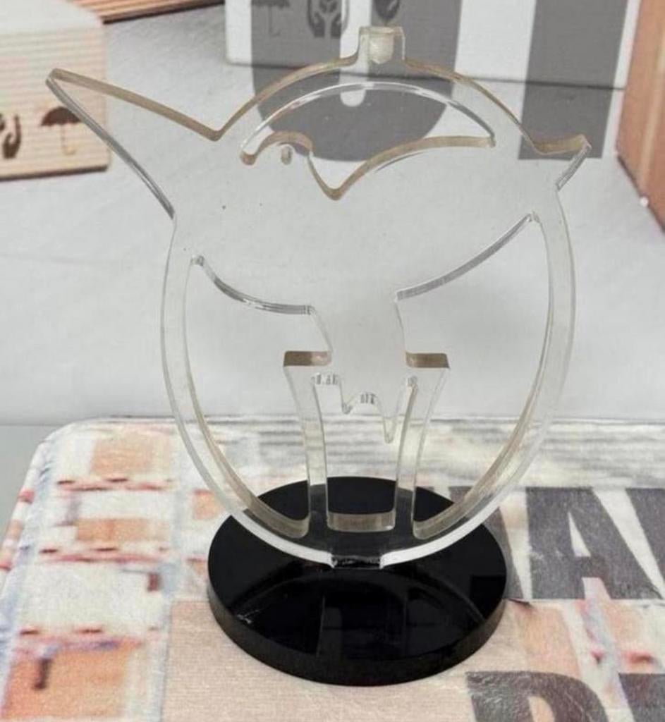 XL vogel acryl trofee rond transparant decoratie modern art, Antiek en Kunst, Ophalen of Verzenden