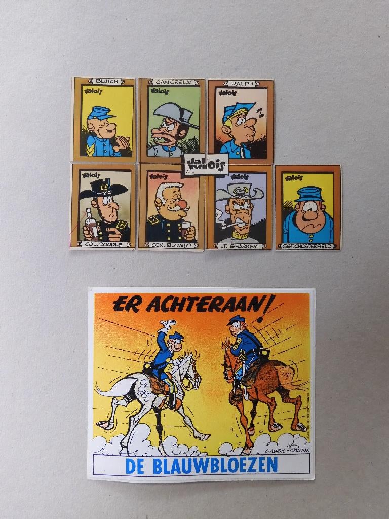 stickers - De Blauwbloezen - Valois - Lambil - 1975, Ophalen of Verzenden, Zo goed als nieuw, Strip of Tekenfilm
